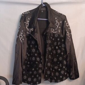 Colleen Lopez Elegant Black Embroidered Jacket Size 24W